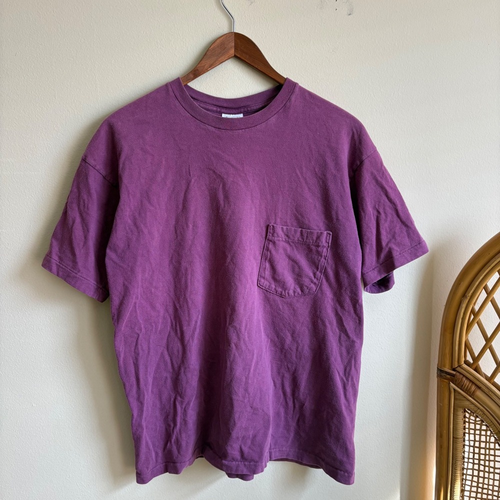 Vintage 1990's GAP Jeans Made in USA 100% Cotton Original Purple Pocket T Shirt